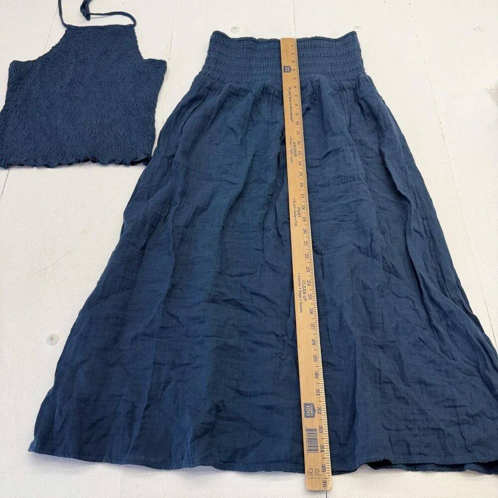 Old Navy Skirt Tank Set Womens S Blue Cotton Gauze Halter 2 Piece Summer Outfit